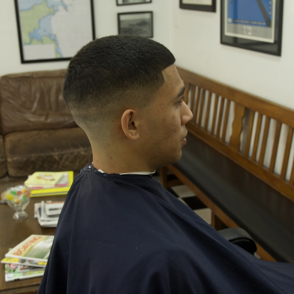 Fade haircut result, multiple angles
